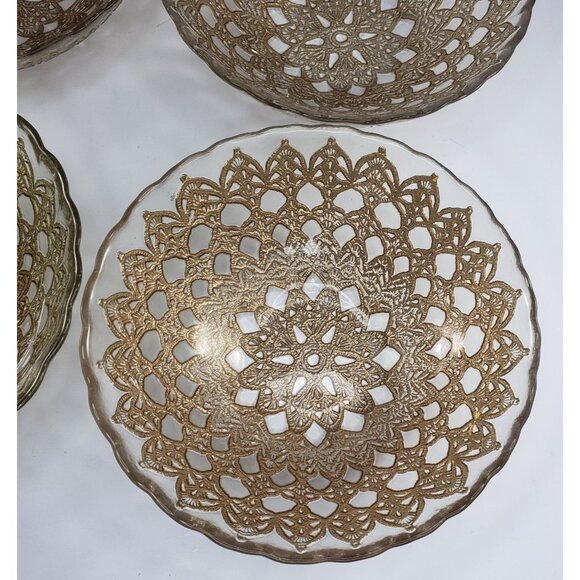 Artistic Accents Turkish Bowl Set Gold Lace Metallic Medallion - Picture 3 of 11